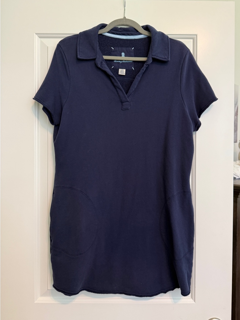 Tommy Bahama Marina Del Mar Navy Blue Dress with Pockets Excellent Large